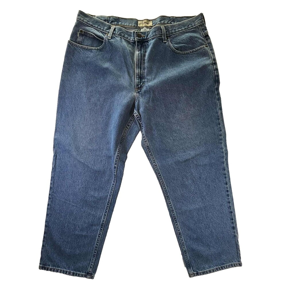 LL Bean Mens 40x29 Denim Jeans Blue Relaxed Fit Tapered Leg 100% Cotton
